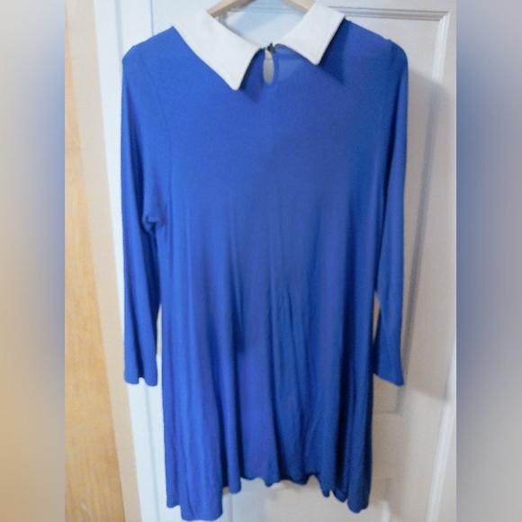 Nouvelle Collection Blue Dress with white collar- Size Large - Picture 3 of 7